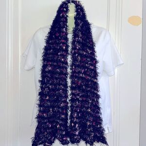 Space Age purple, pink, magenta & black fuzzy polyester scarf